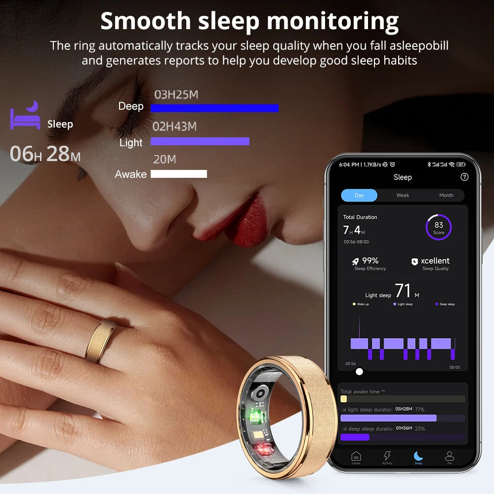 Smart Ring with Charging Case for Men & Women