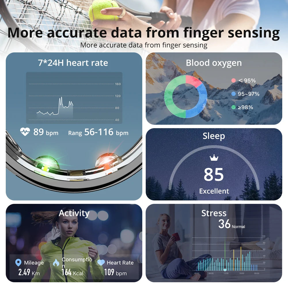 Smart Ring with Charging Case for Men & Women