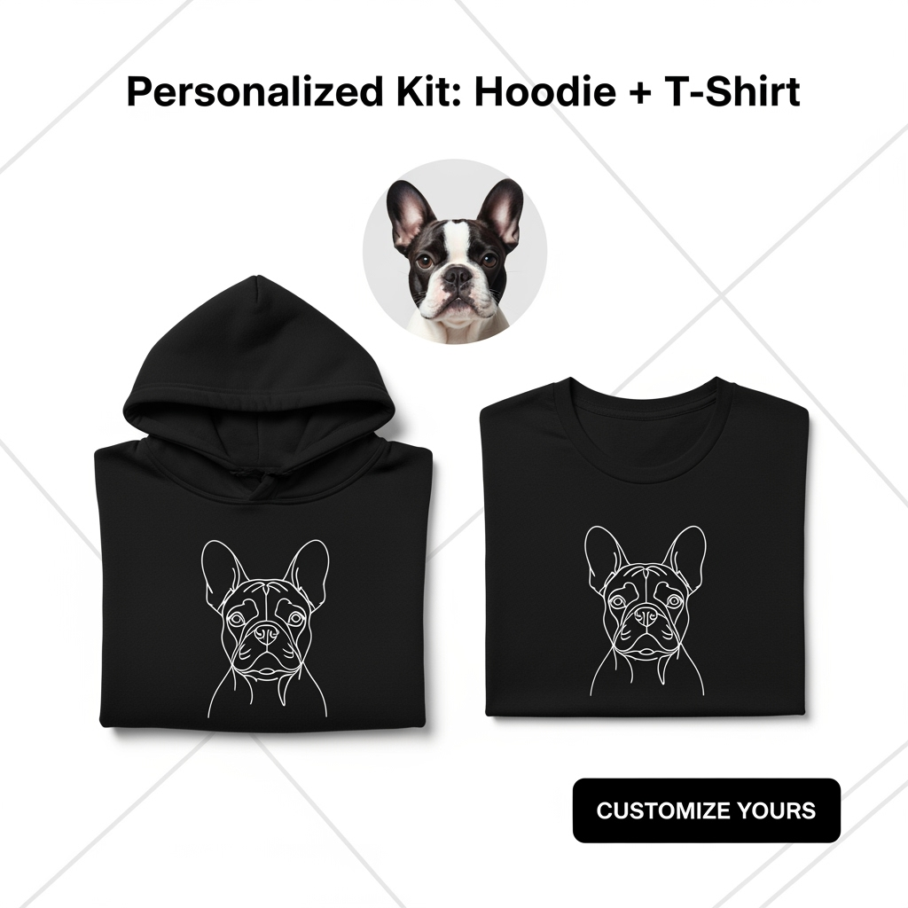 Custom Pet Line-Art Kit: Hoodie + T-Shirt